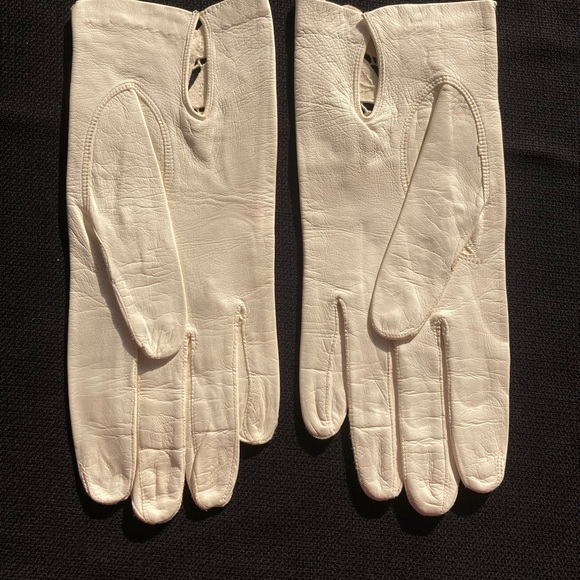 VTG Leather Gloves Italian Made by Anticoli Off White Size 7 - Picture 6 of 16